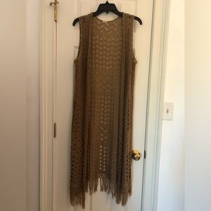 Crocheted khaki vest